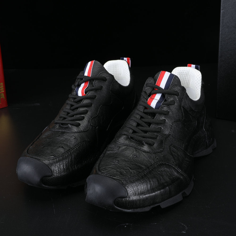 2023 New Ostrich Skin Men's Shoes Genuine Leather Luxury Fashion Casual Sports Shoes