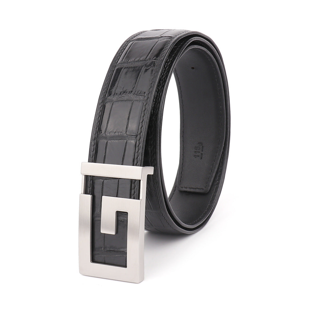 New Men's Belt Crocodile Skin Genuine Leather Unjointed Fashion Casual Men's Belt