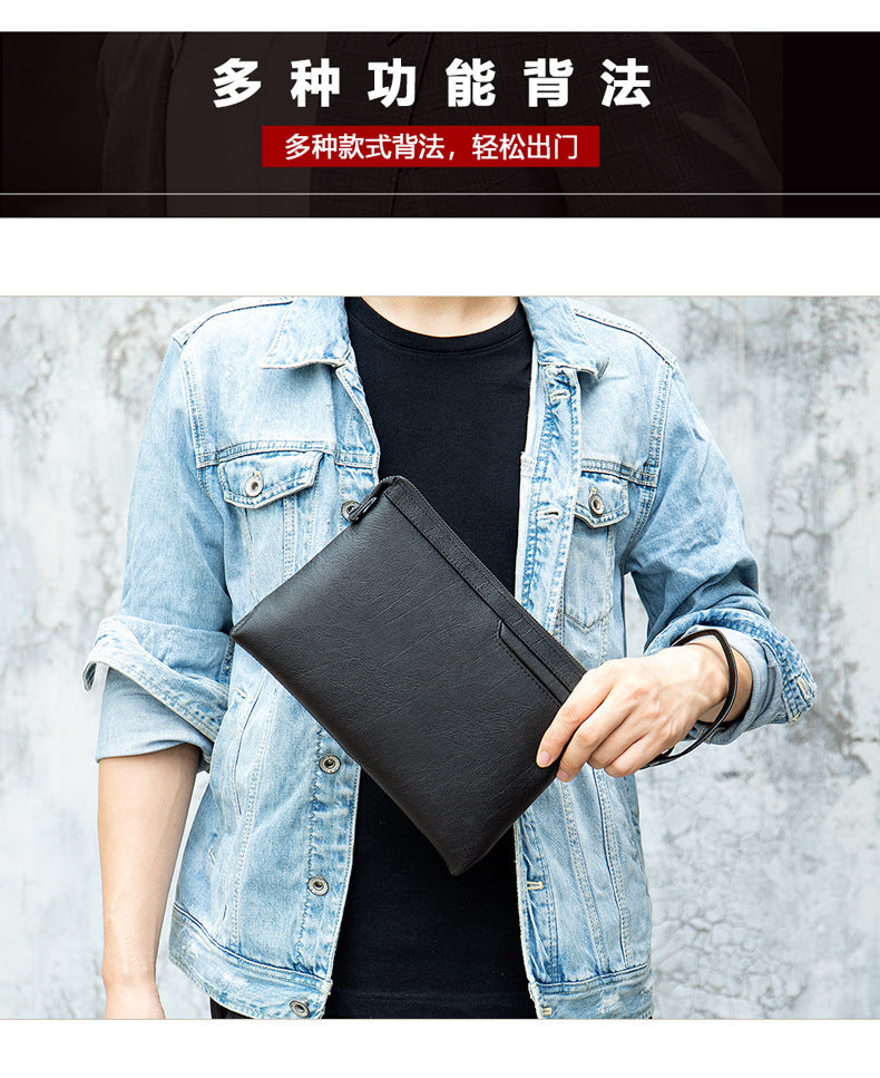 Men's Clutch Bag Cowhide Genuine Leather Korean Fashion Business Men's Wrist Bag