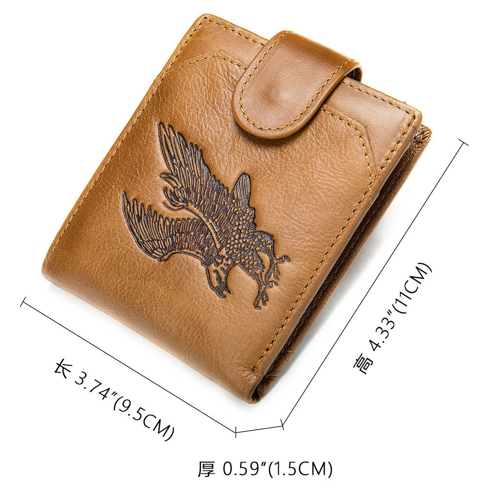 Men's Short Wallet Business Genuine Cowhide Leather Coin Purse Card Bag Men's Wallet