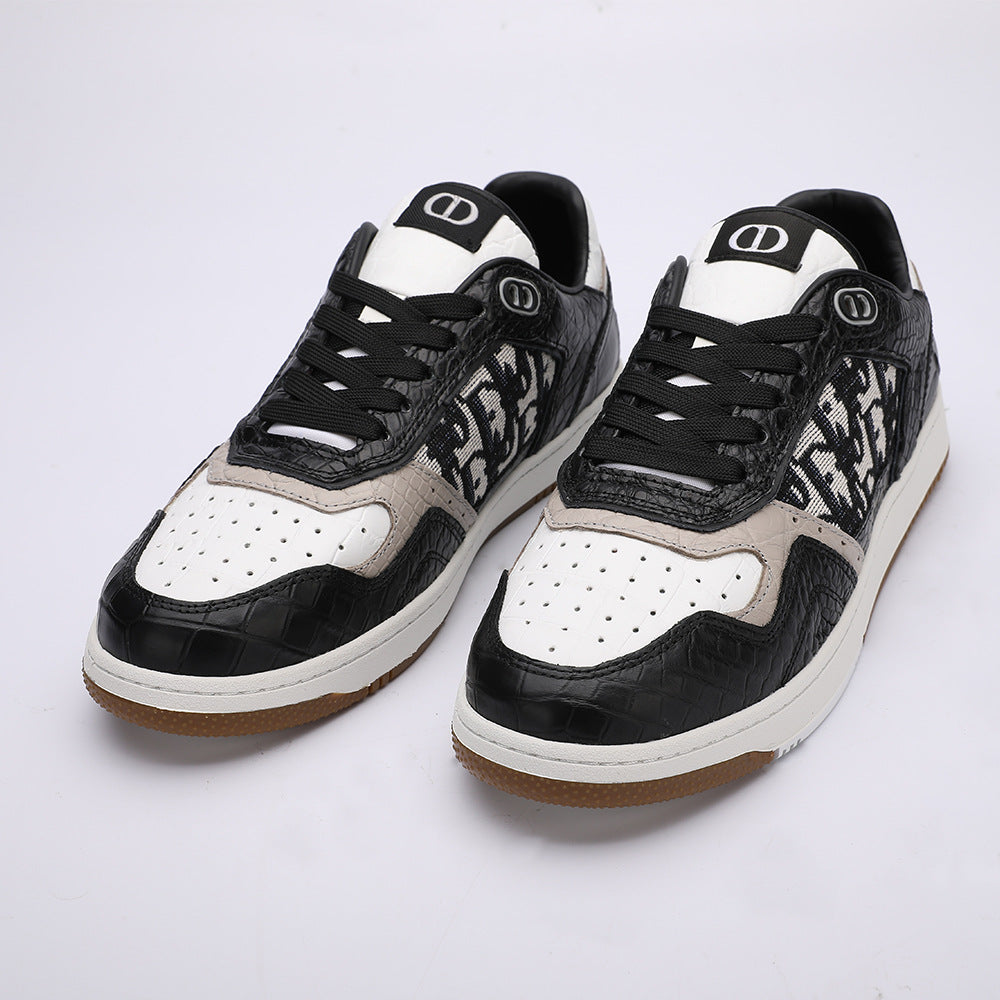 Crocodile Skin Genuine Leather Men's Sneakers Fashion Casual Shoes Rubber Sole Excellent Breathability Men's Shoes