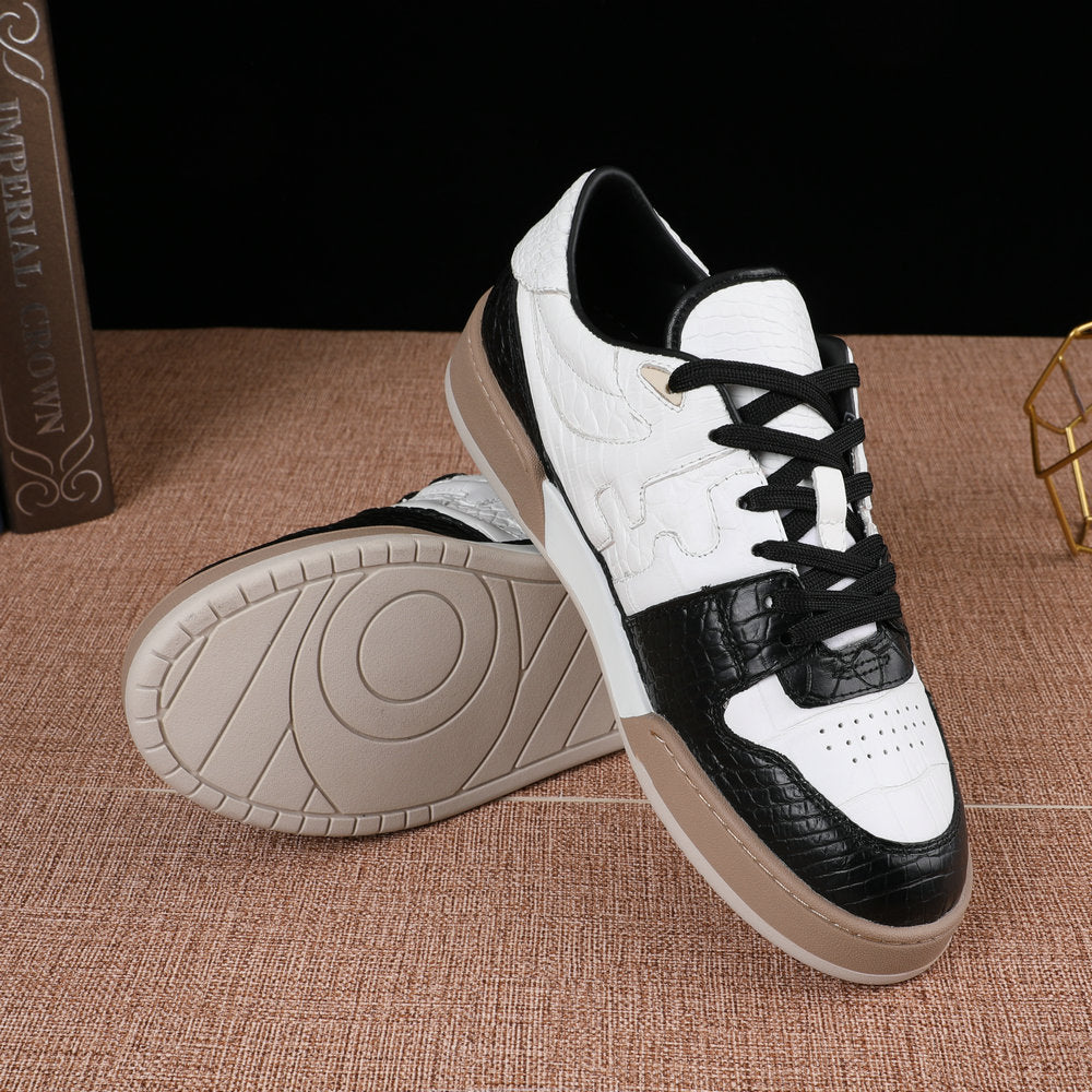2023 New Crocodile Skin Genuine Leather Men's Shoes Fashion Casual Sports Shoes