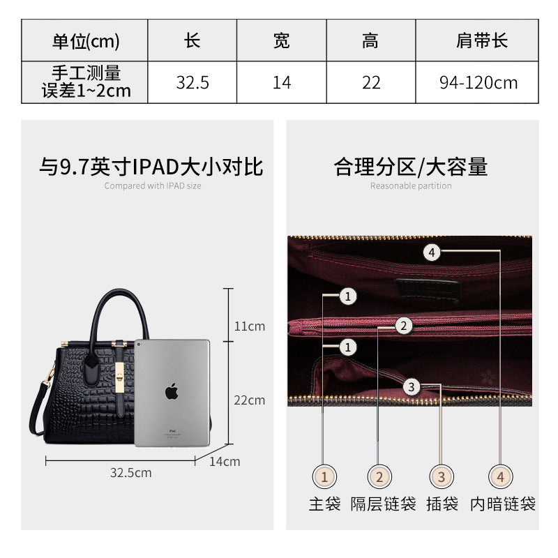 Genuine leather women's tote bag Stylish cowhide handbag Women's shoulder bag Goes with anything