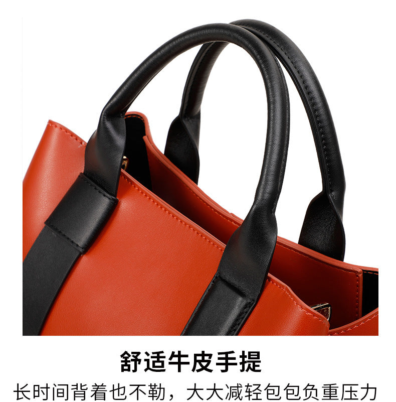 Genuine leather women's bag trend tote bag large capacity fashion shoulder bag handbag that goes with anything.bag
