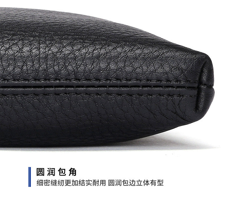 Men's Clutch Bag Genuine Cowhide Leather Casual Fashion Tiger Head Embroidery Men's Handbag