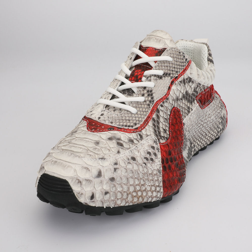 Python Skin Genuine Leather Men's Platform Sneakers Sports Casual Men's Shoes Fashion Anti-Slip Men Shoes