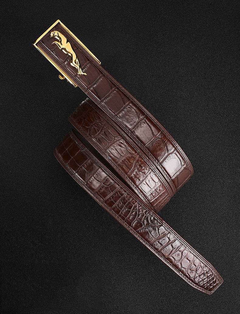 Men's Belt Siamese Crocodile Skin Genuine Leather Automatic Buckle Casual Men's Belt