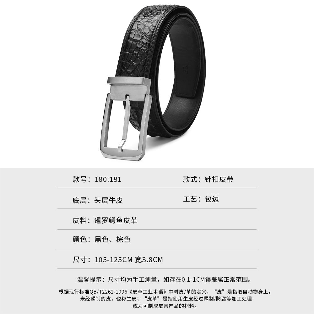 Siamese Crocodile Skin Men's Belt Genuine Leather Business Casual Width 3.8cm Men's Belt