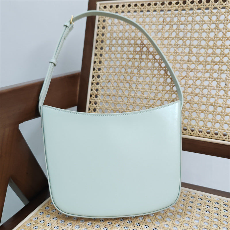 Genuine leather armpit bag Stylish shoulder bag Simple textured women's bag Goes with anything
