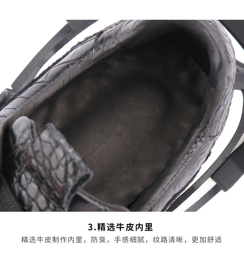 Taisham Crocodile Skin Genuine Leather Men's Sneakers Fashion Men Shoes