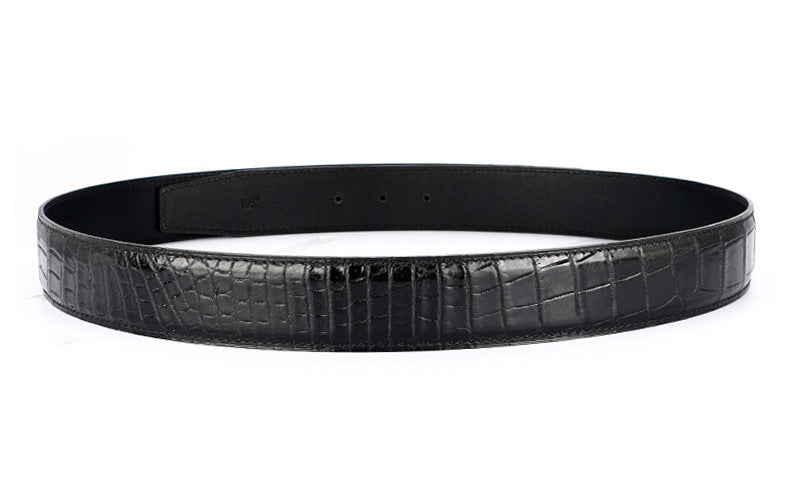 Crocodile skin belly skin without buckle men's belt genuine leather without splicing business casual plate buckle needle buckle men belt without buckle