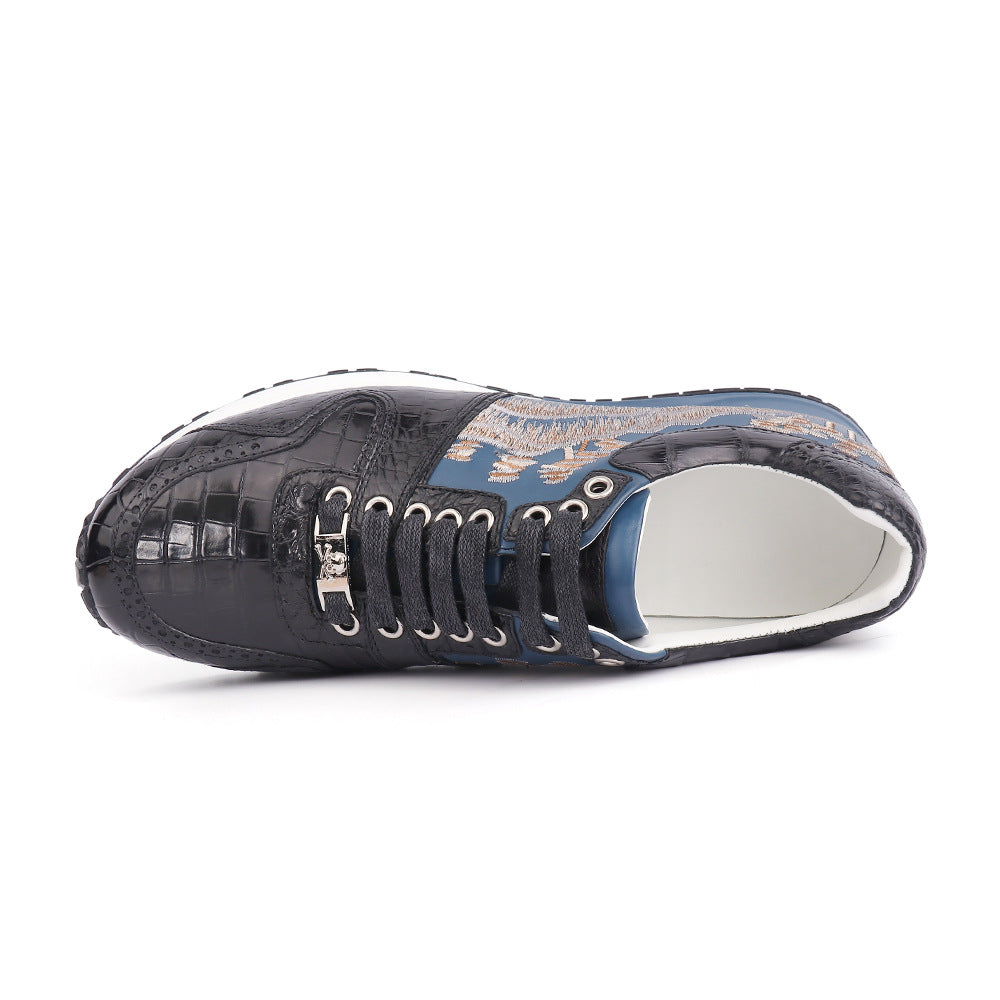 Crocodile leather genuine leather men's sneakers anti-slip fashion casual shoes men's shoes