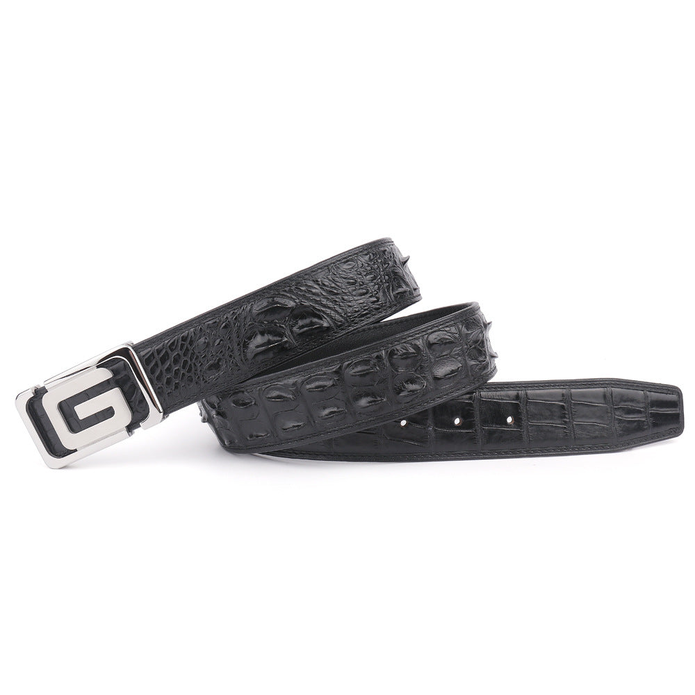 Men's Belt Crocodile Skin Genuine Leather Width 3.8cm Casual Men's Belt