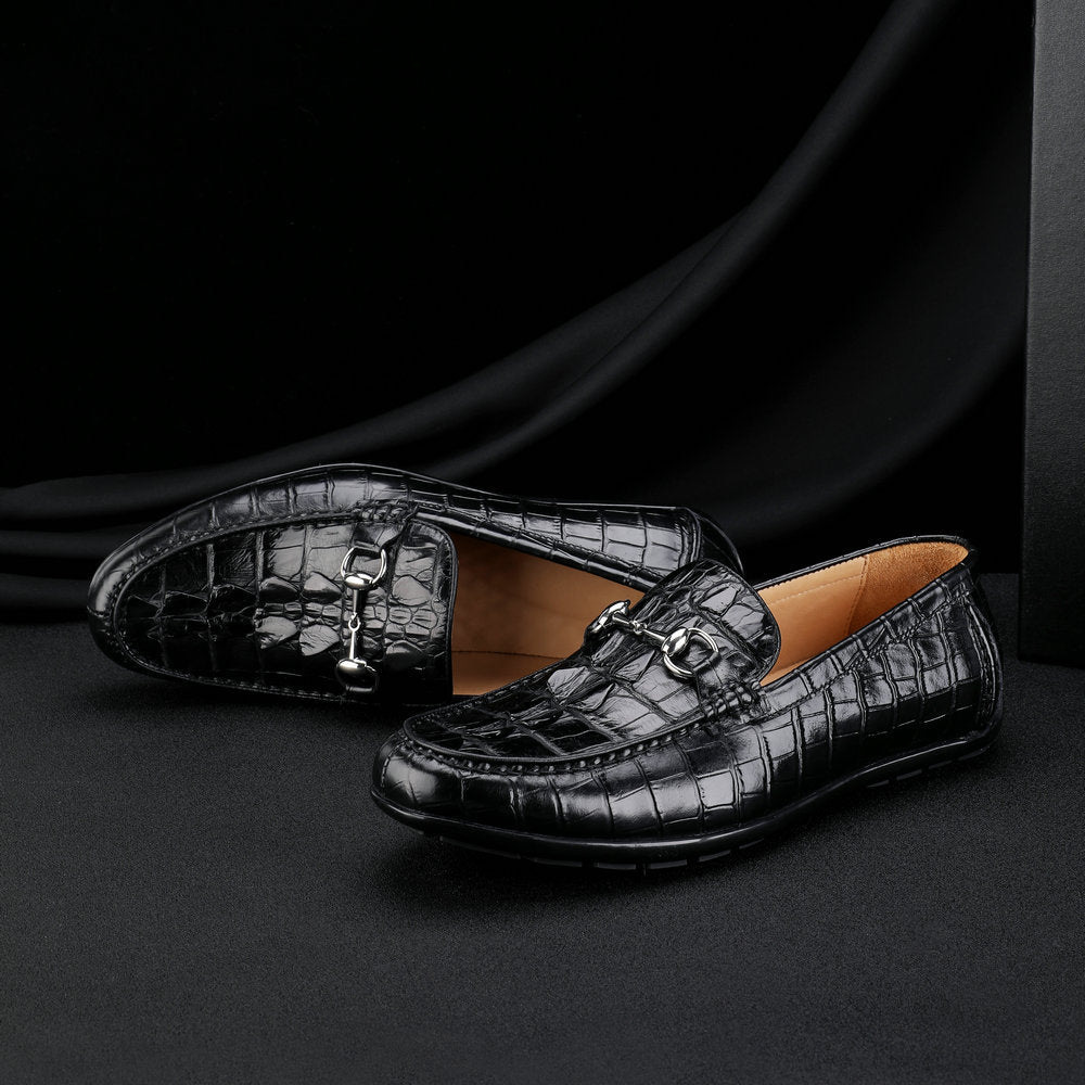 Men's Leather Shoes Crocodile Skin Genuine Leather Moccasins Handmade Casual Men's Shoes