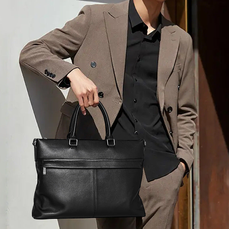 Men's Handbag Genuine Cowhide Leather Computer Bag Business Large Capacity Briefcase Crossbody Bag