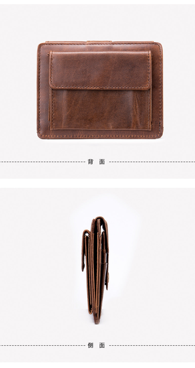 Men's Wallet Genuine Cow Leather Large Capacity Card Bag Retro Card Holder Men's Wallet