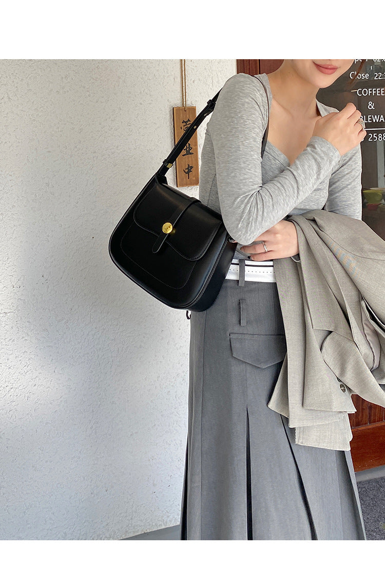 Luxury Retro Square Bag Shoulder Bag Ladies Genuine Leather Crossbody Bag Underarm Bag