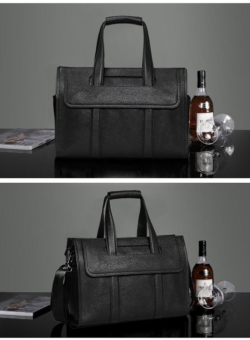 Men's briefcase genuine cowhide leather handbag computer bag business large capacity handbag