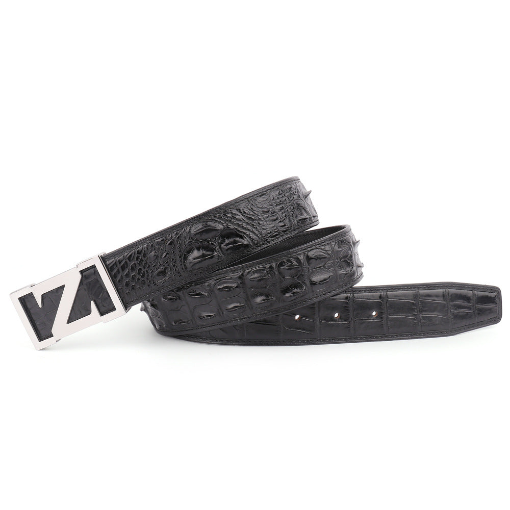 New Men's Belt Siamese Crocodile Skin Genuine Leather No Pieces Fashion Casual Men's Belt