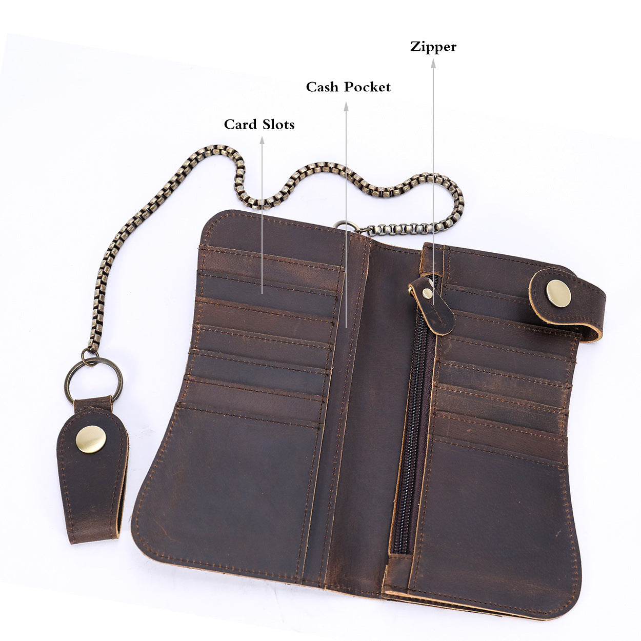 Men's Wallet Cow Leather Fashion Personality Zipper Clutch Bag Men's Card Bag Handbag