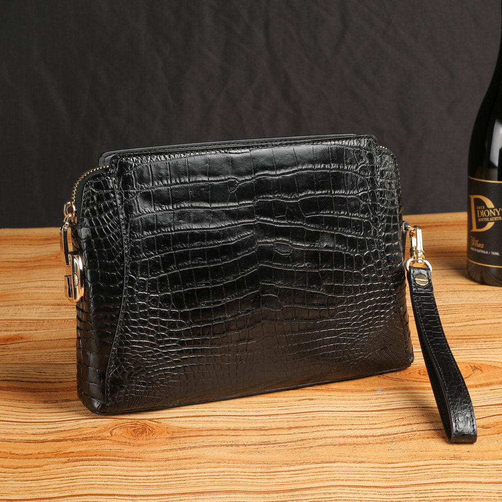 Crocodile Belly Skin Men's Bag Business Large Capacity Casual Security Lock Handbag