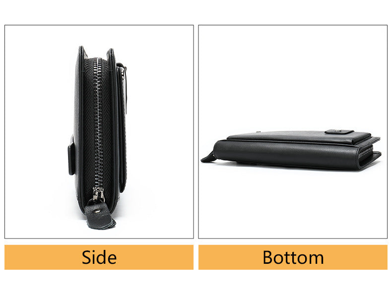 Men's long wallet cowhide clutch bag business casual fashion retro card holder men's wallet