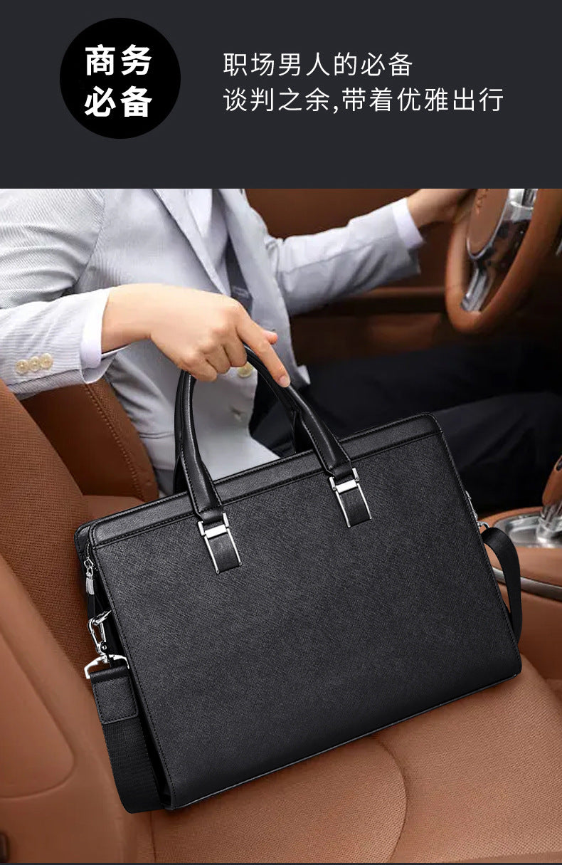 Men's handbag cowhide genuine leather computer bag large capacity business briefcase