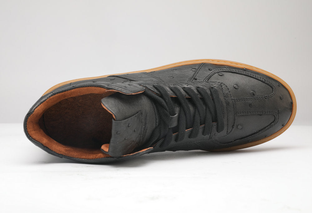 Ostrich skin genuine leather men's shoes fashion casual short boots