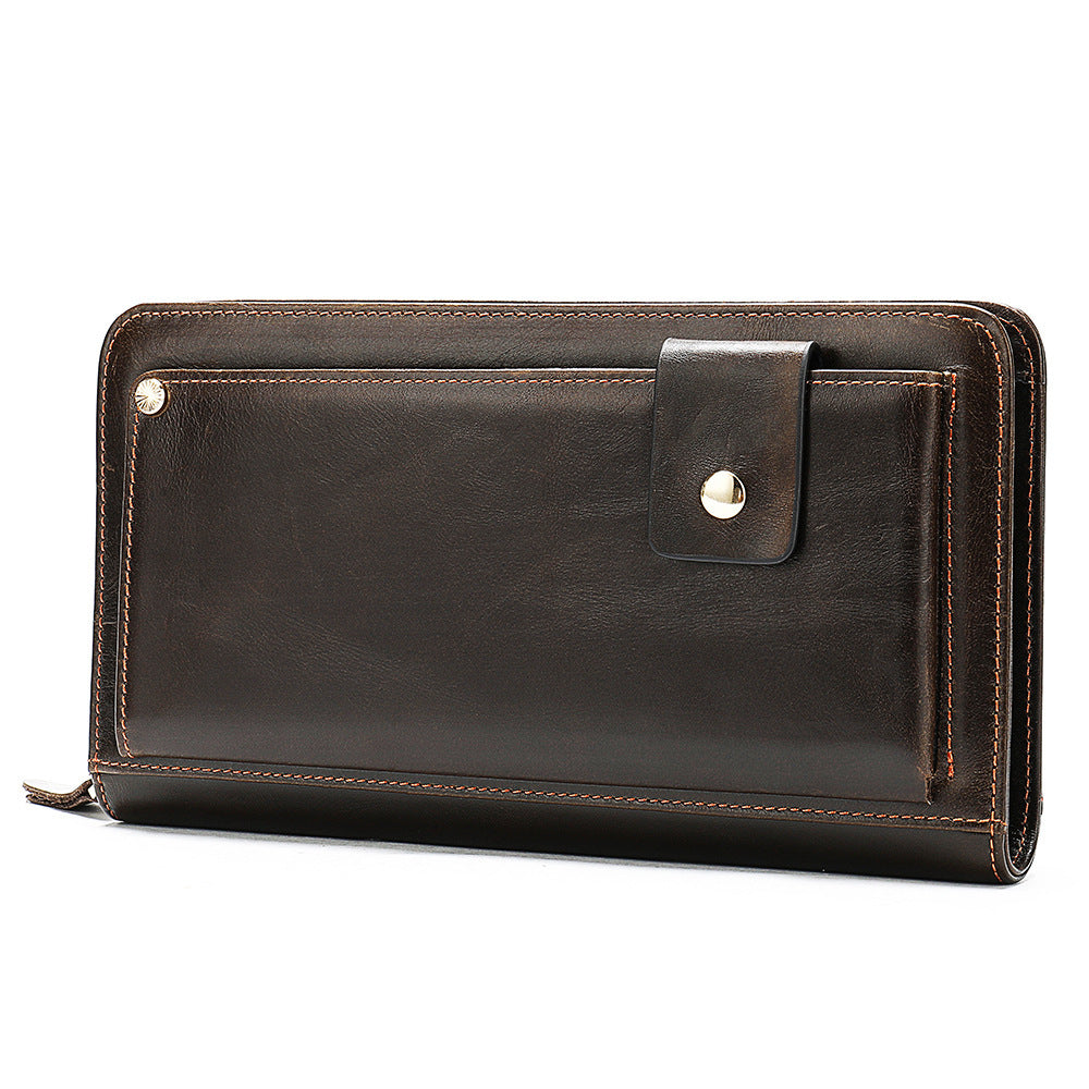 Men's long wallet cowhide clutch bag business casual fashion retro card holder men's wallet