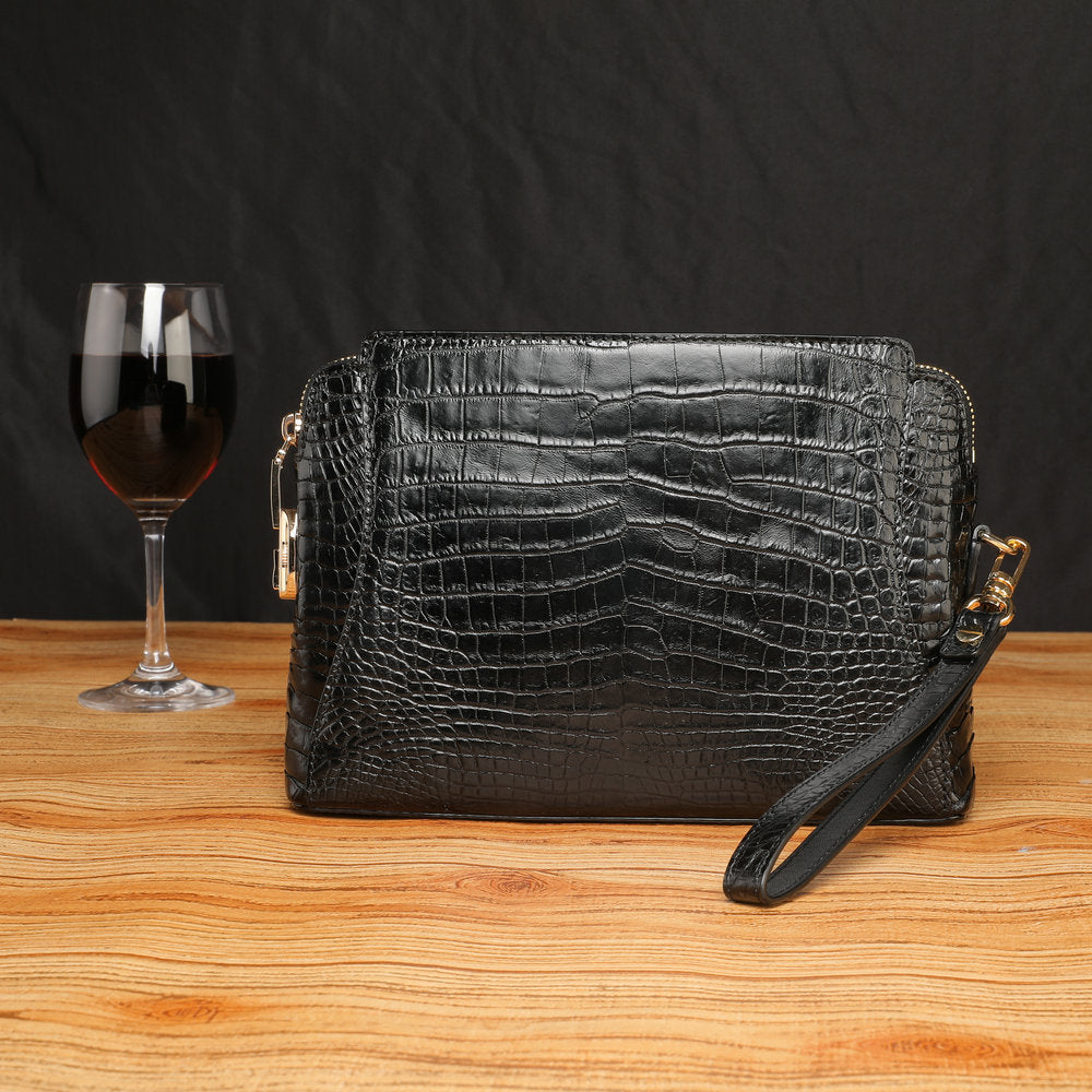 Crocodile Belly Skin Men's Bag Business Large Capacity Casual Security Lock Handbag