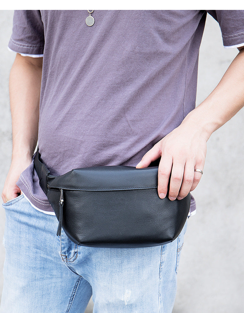 Men's bust bag Genuine cowhide leather casual sports crossbody bag for men Shoulder bag