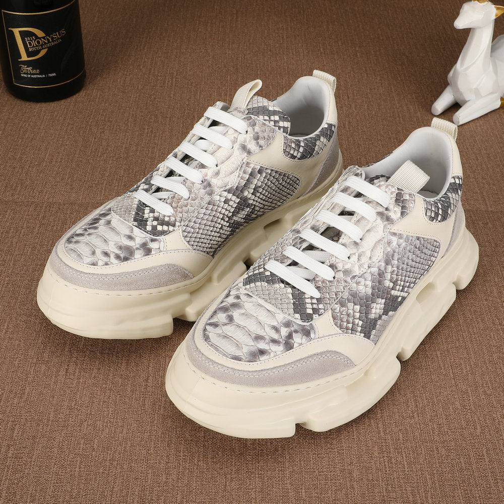 Python Skin Men's Casual Shoes Fashion Platform Men Shoes