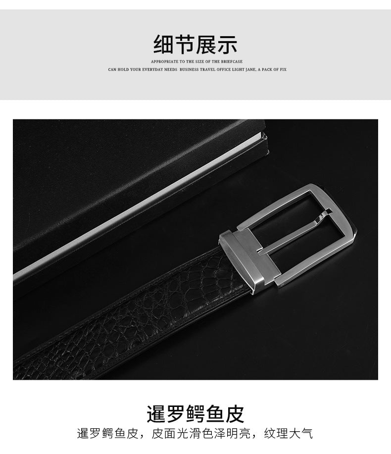 Siamese Crocodile Skin Men's Belt Genuine Leather Business Casual Width 3.8cm Men's Belt