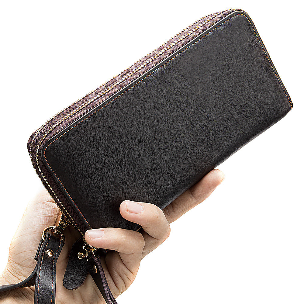 Men's long wallet double zipper card bag coin purse card holder business wallet for men