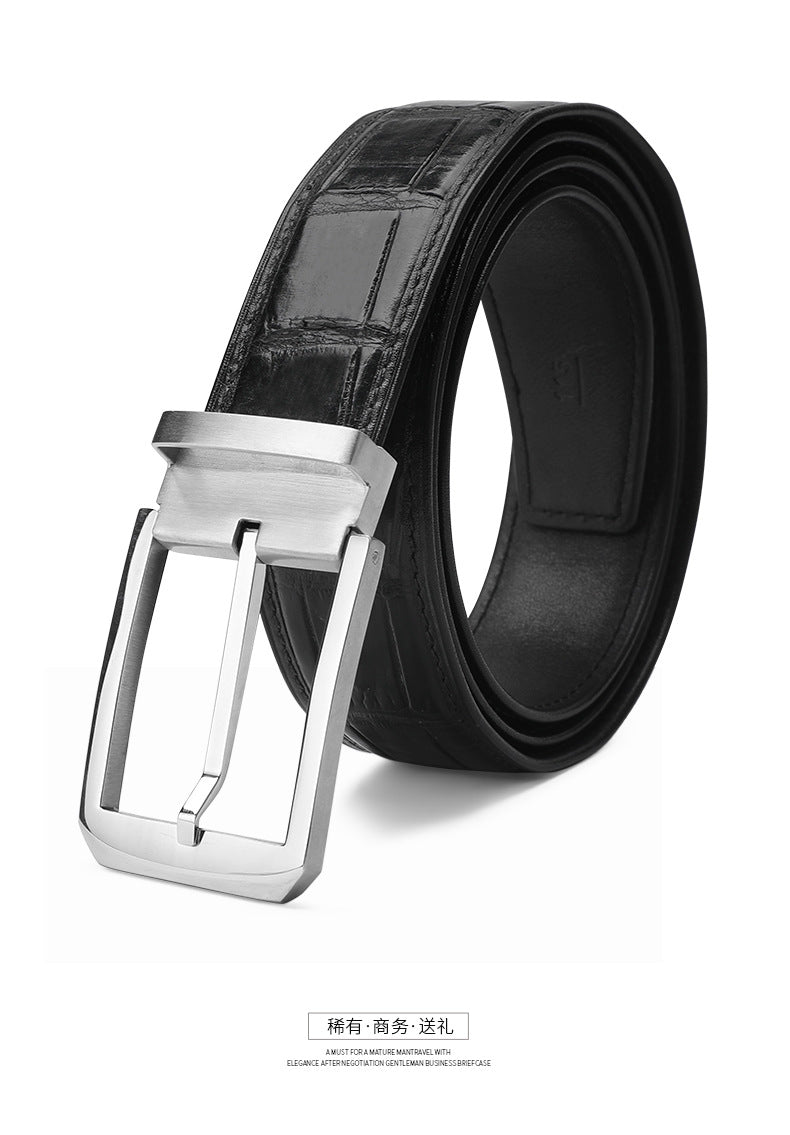 Siamese Crocodile Skin Men's Belt Genuine Leather Business Casual Width 3.8cm Men's Belt