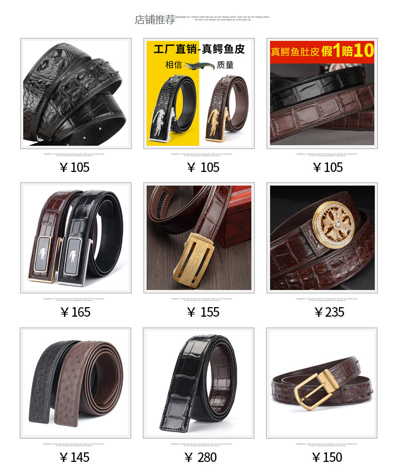 Men's business automatic buckle 3.4 crocodile leather belt men dermis