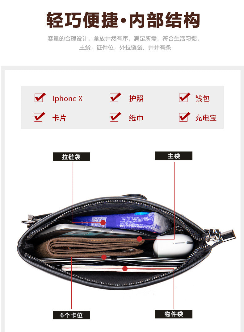 Men's wallet clutch bag made of cowhide genuine leather Korean fashion business soft leather large capacity wrist bag