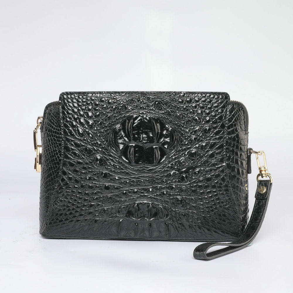 Crocodile Skin Genuine Leather Handbag Security Lock Business Casual Outdoor Conference Men's Bag