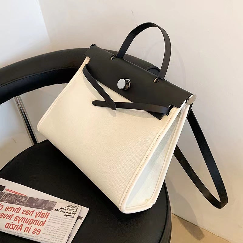 Women's handbag school style shoulder bag retro casual clashing color canvas splice
