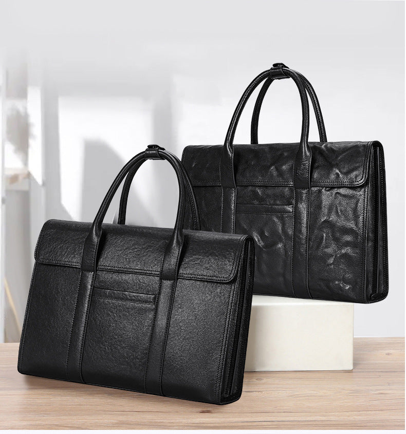 Men's handbag, genuine cowhide leather, high quality, large capacity, briefcase, handbag for men
