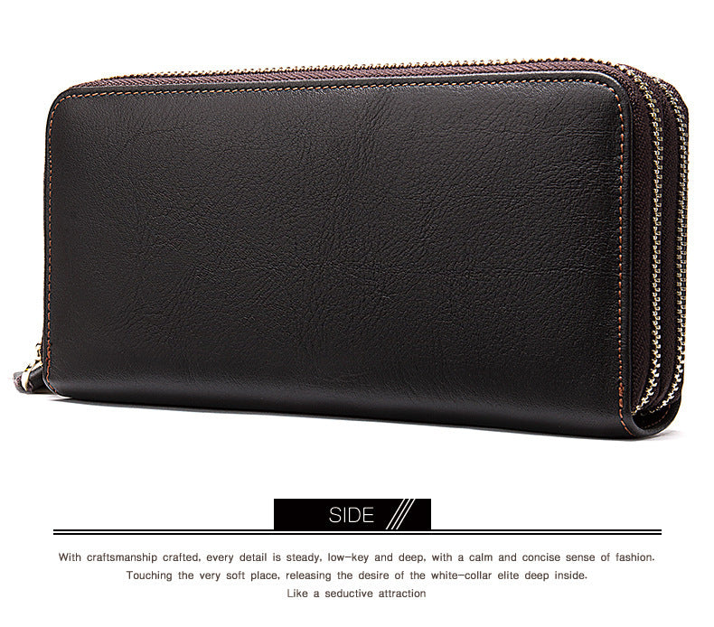 Men's long wallet double zipper card bag coin purse card holder business wallet for men