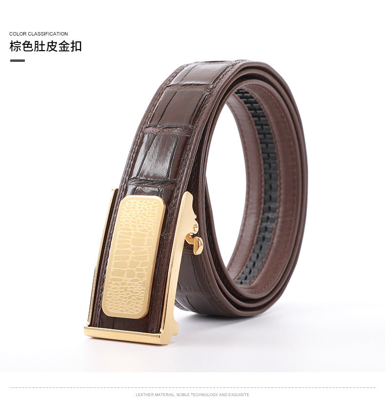 Siamese Crocodile Skin Men's Belt Automatic Buckle Business Casual Genuine Leather Belt