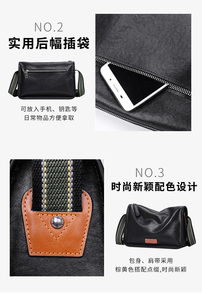 Men's Shoulder Bag Genuine Cowhide Leather Fashion Casual Commuting Crossbody Bag