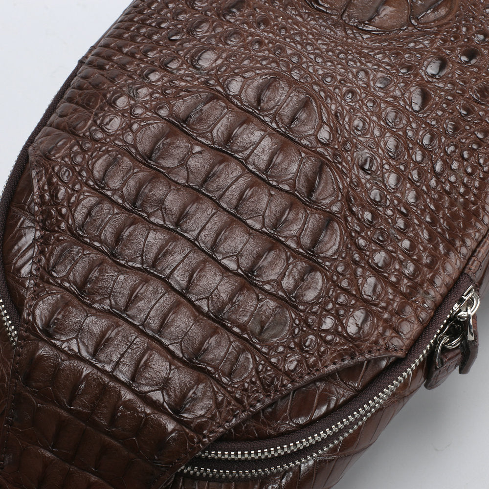 Men's Bust Bag Crocodile Skin Genuine Leather Large Capacity Outdoor Sports Backpack Casual Fashion Waist Pouch