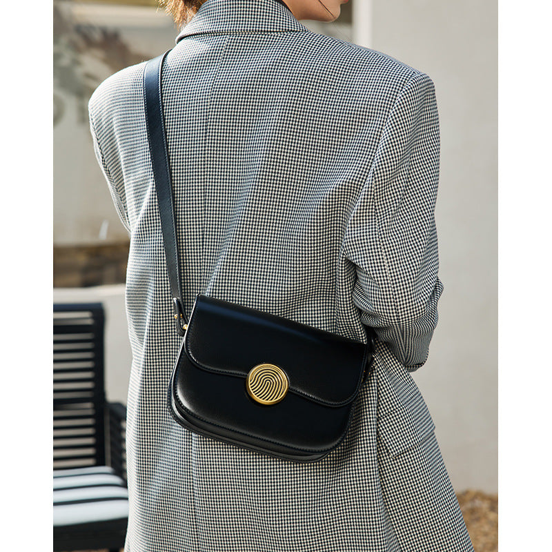Ladies saddle bag genuine leather shoulder bag fashion temperament cowhide crossbody bag trendy