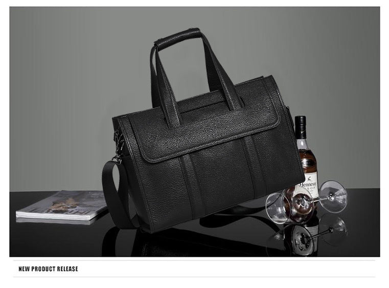 Men's Briefcase Genuine Cowhide Leather Computer Bag Business Large Capacity Handbag Crossbody Bag