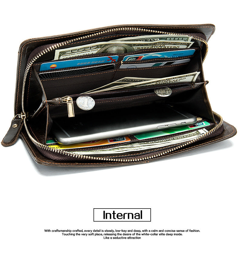 Men's long wallet cowhide clutch bag business wallet for men