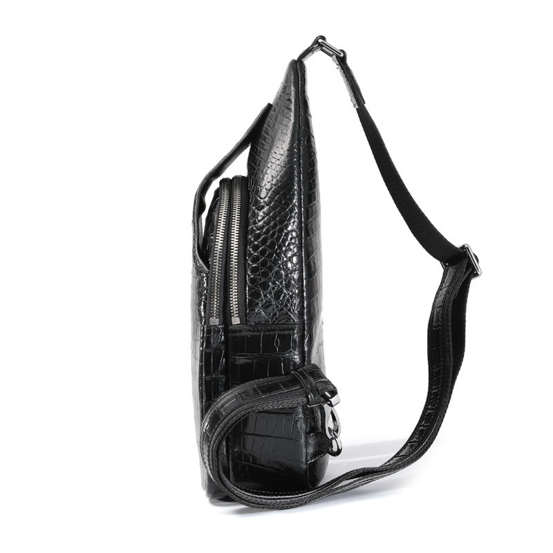 New Thai Siamese Crocodile Skin Men's Bust Bag Genuine Leather High Quality Casual Fashion Crossbody Shoulder Bag