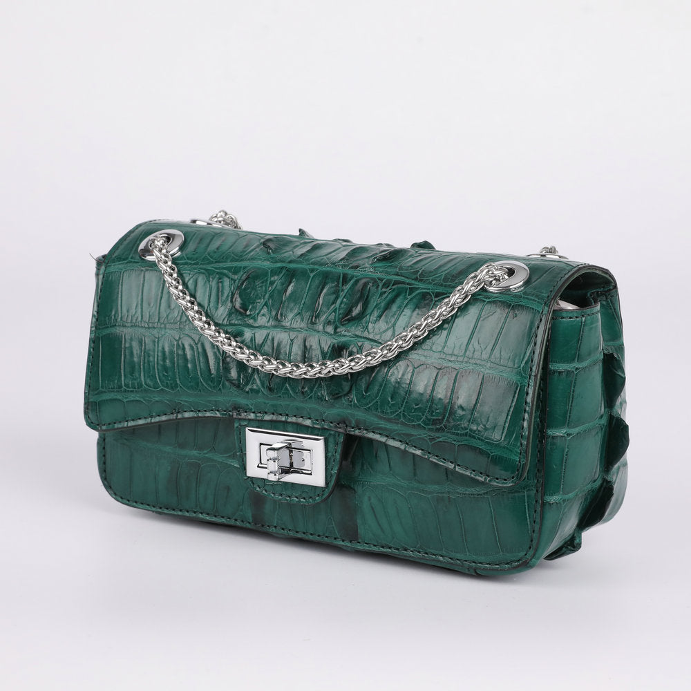 Trumpet Women's Chain Bag Siamese Crocodile Leather Crossbody Bag