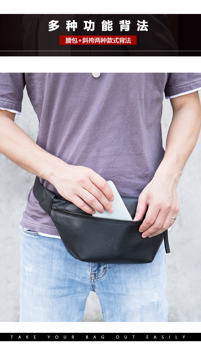 Men's bust bag Genuine cowhide leather casual sports crossbody bag for men Shoulder bag